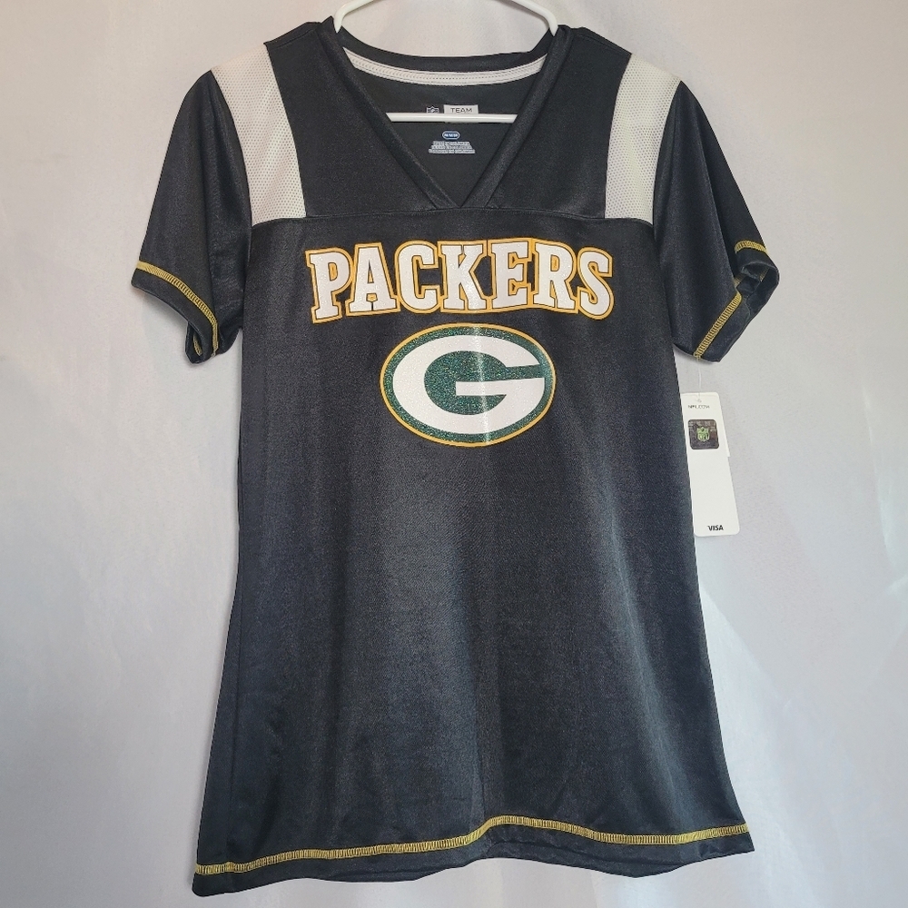 NWT Greenbay Packer NFL Team Apparel Short Sleeve Tee Black/White Women's M